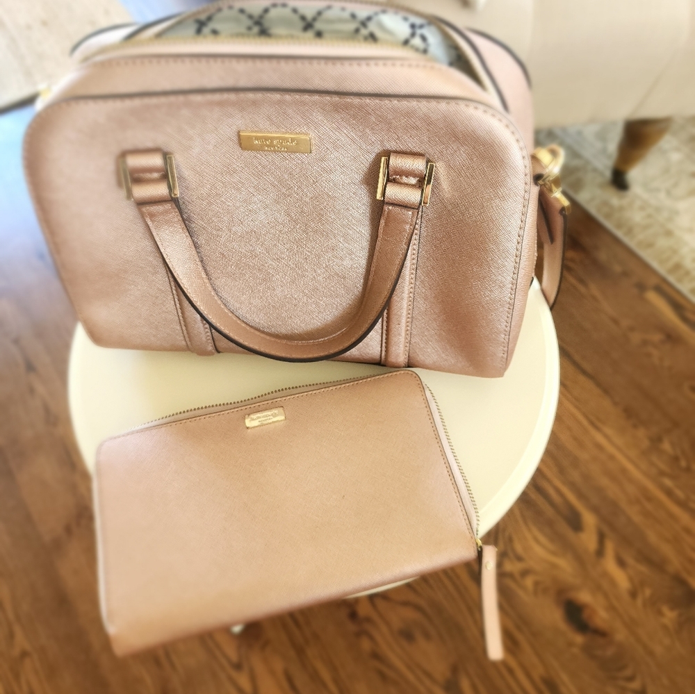 Kate Spade rose gold bag and matching wallet